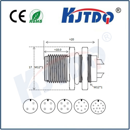 M12連接器 A型-法蘭插座系列 開孔M12*1mm